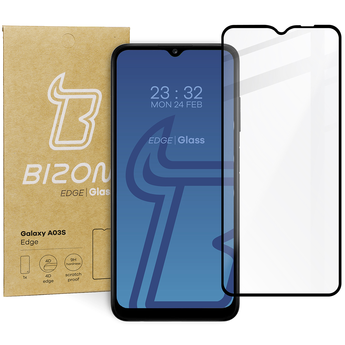 Szkło hartowane Bizon Glass Edge dla Galaxy A03s, czarne.
